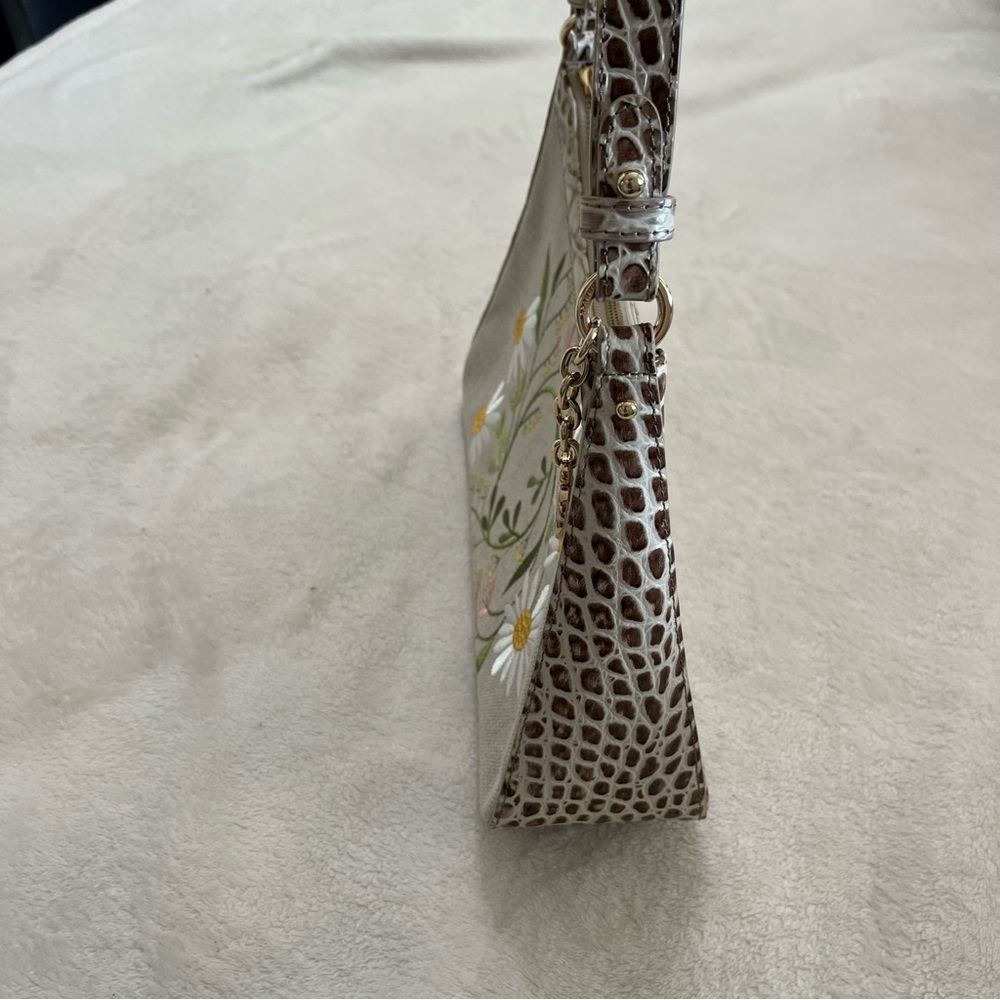 Brahmin Esme Meadowlands Floral Embroidered Snake Embossed Leather Shoulder Bag - Picture 6 of 14